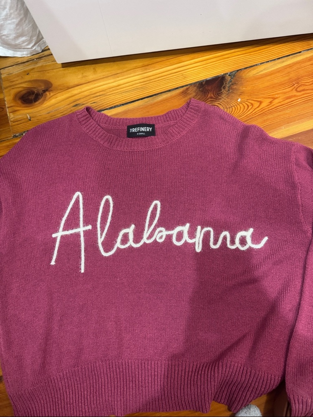 Cozy 'Alabama' Script Crewneck Sweater - Raspberry Pink